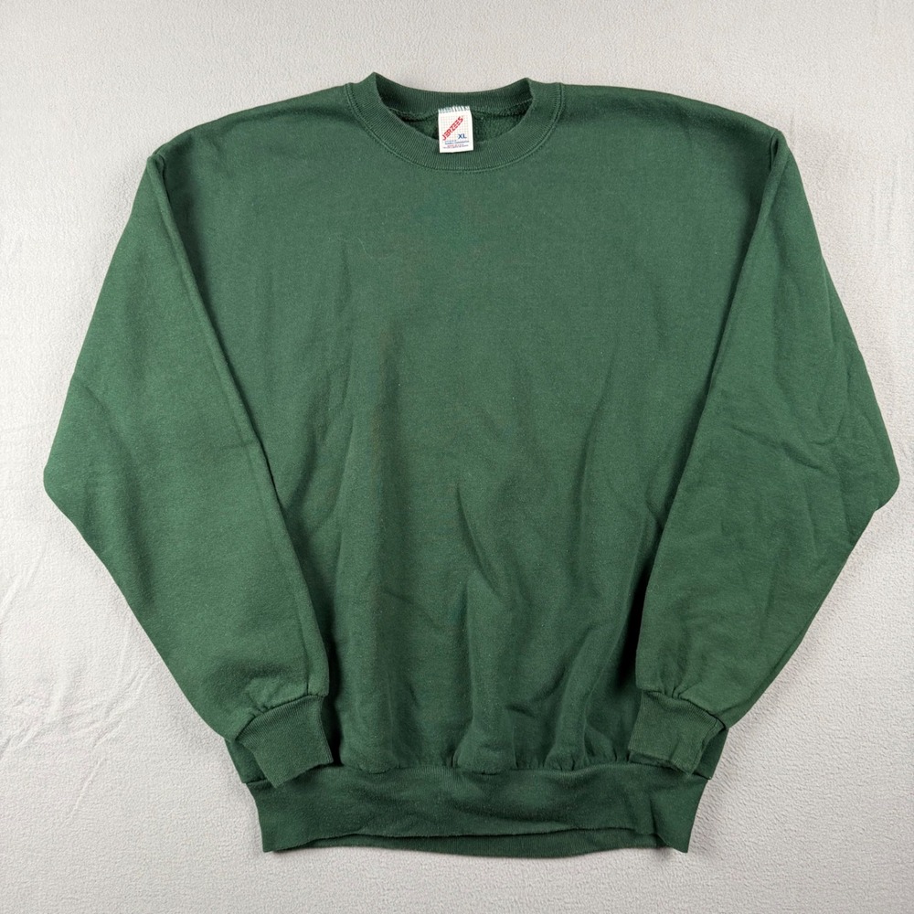 Vintage Jerzees Sweatshirt XL Forest Green Blank Crewneck Made in USA Russell